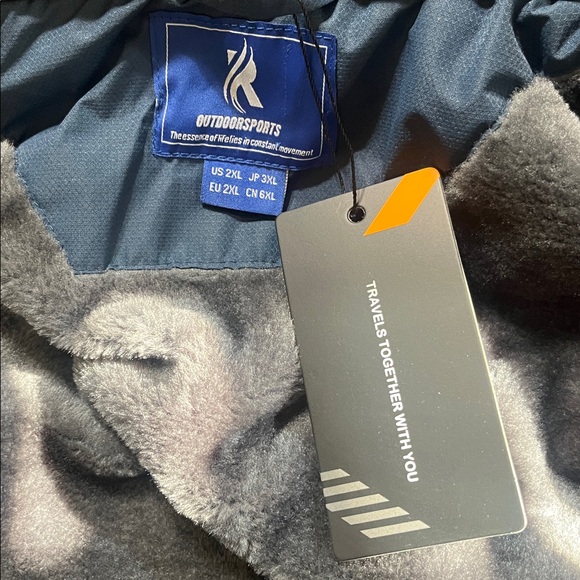 Outdoorsports Jacket Sz 2XL Blue Jacket Waterproof Breathable Fabric Very Warm - Picture 4 of 5